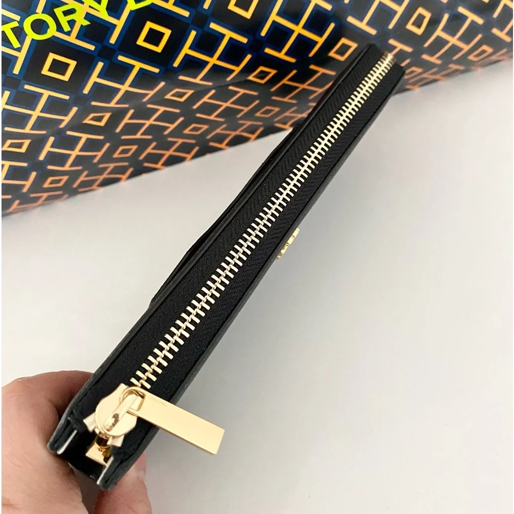 🤍🖤NEW🖤Tory Burch long zip wallet/black leather/full size - Picture 6 of 7